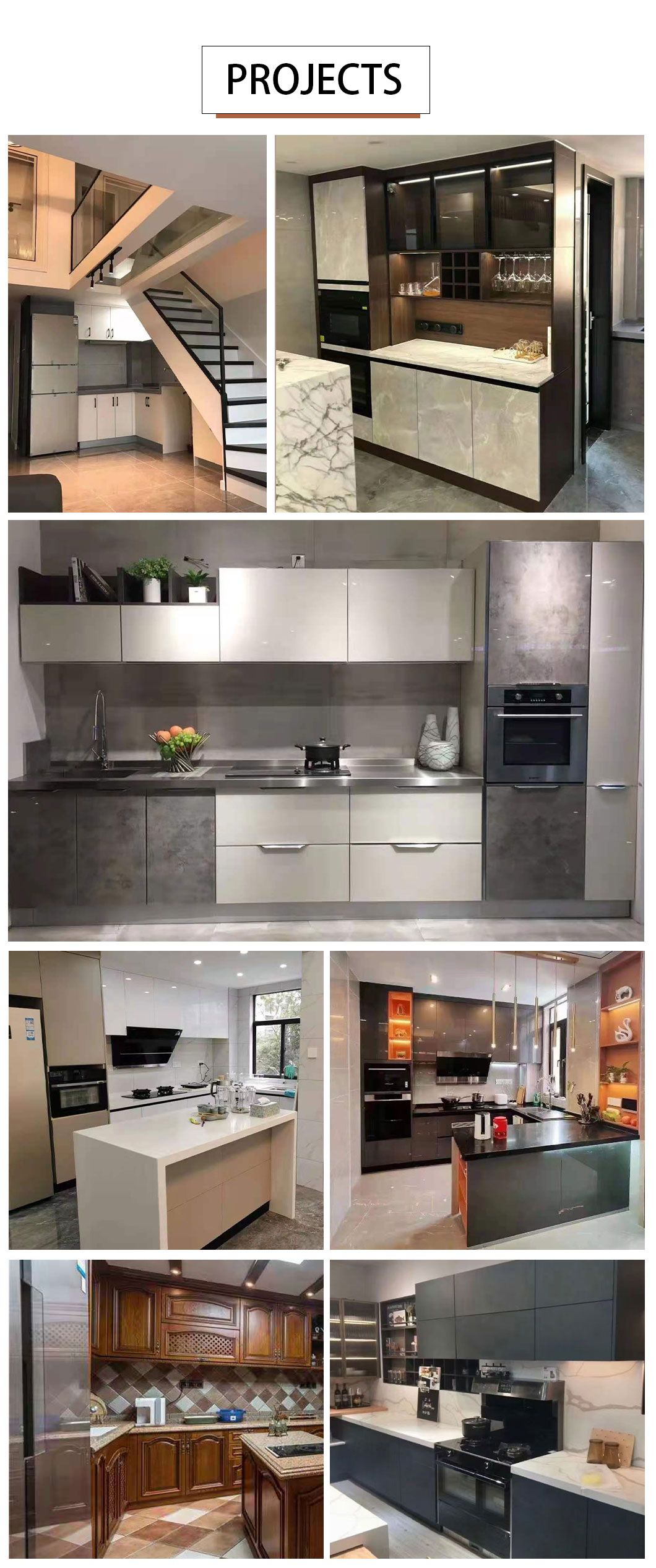 Simple White Lacquer Kitchen Furniture with High Cabinet