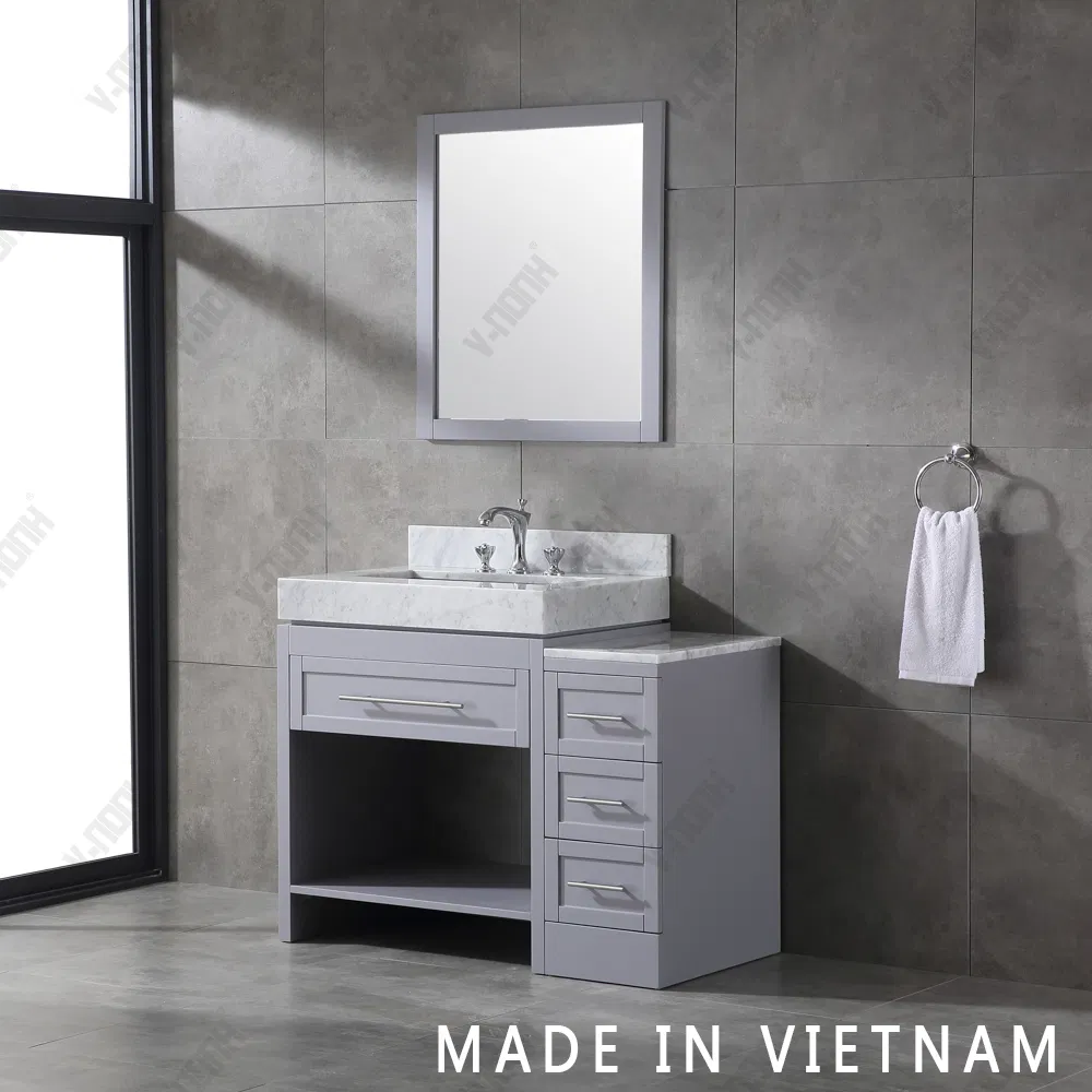 Small Size Single Sink Soft Closing Floor Mounted Bathroom Cabinet Vanity Set