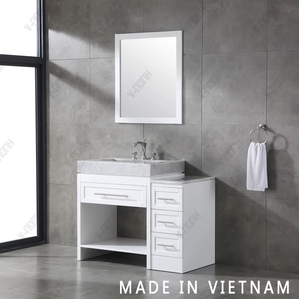 Small Size Single Sink Soft Closing Floor Mounted Bathroom Cabinet Vanity Set