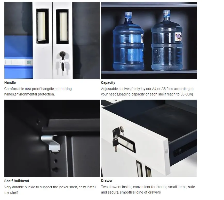 Steel Cupboard Filing Document Cabinet with Lock 5 Shelves Bookcase