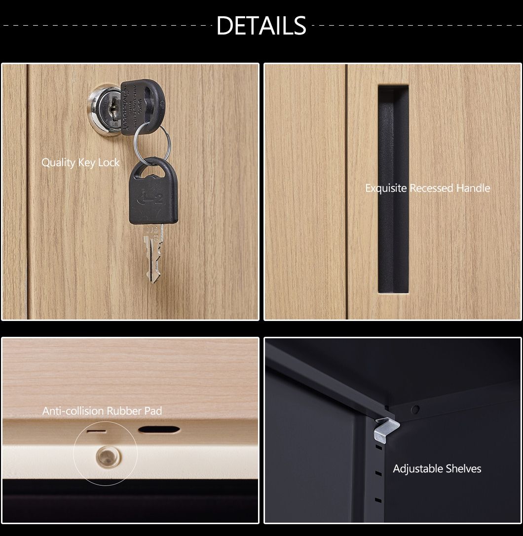 Transfer Printing Wood Grain Steel Multi Doors Study Room Cabinet