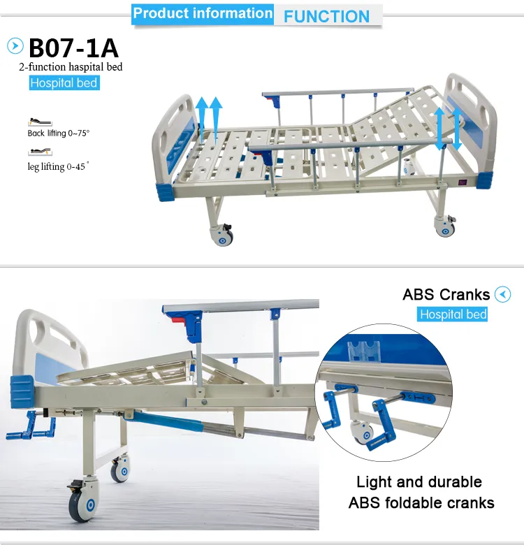 Two-Function Cheap Nursing Care Bed 2 Crank Hospital Bed