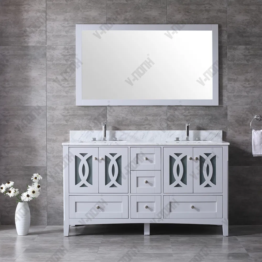 USA Style 60inch Solid Wood Bathroom Vanity, Cabinet